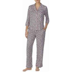 Kate Spade New York Pajamas 2 Piece SET Size S Pink Leopard Print PJ Top Pants